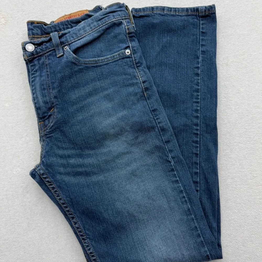 Levis 513 Slim Straight Jeans Mens 32x32 Blue Denim Pants Casual Faded